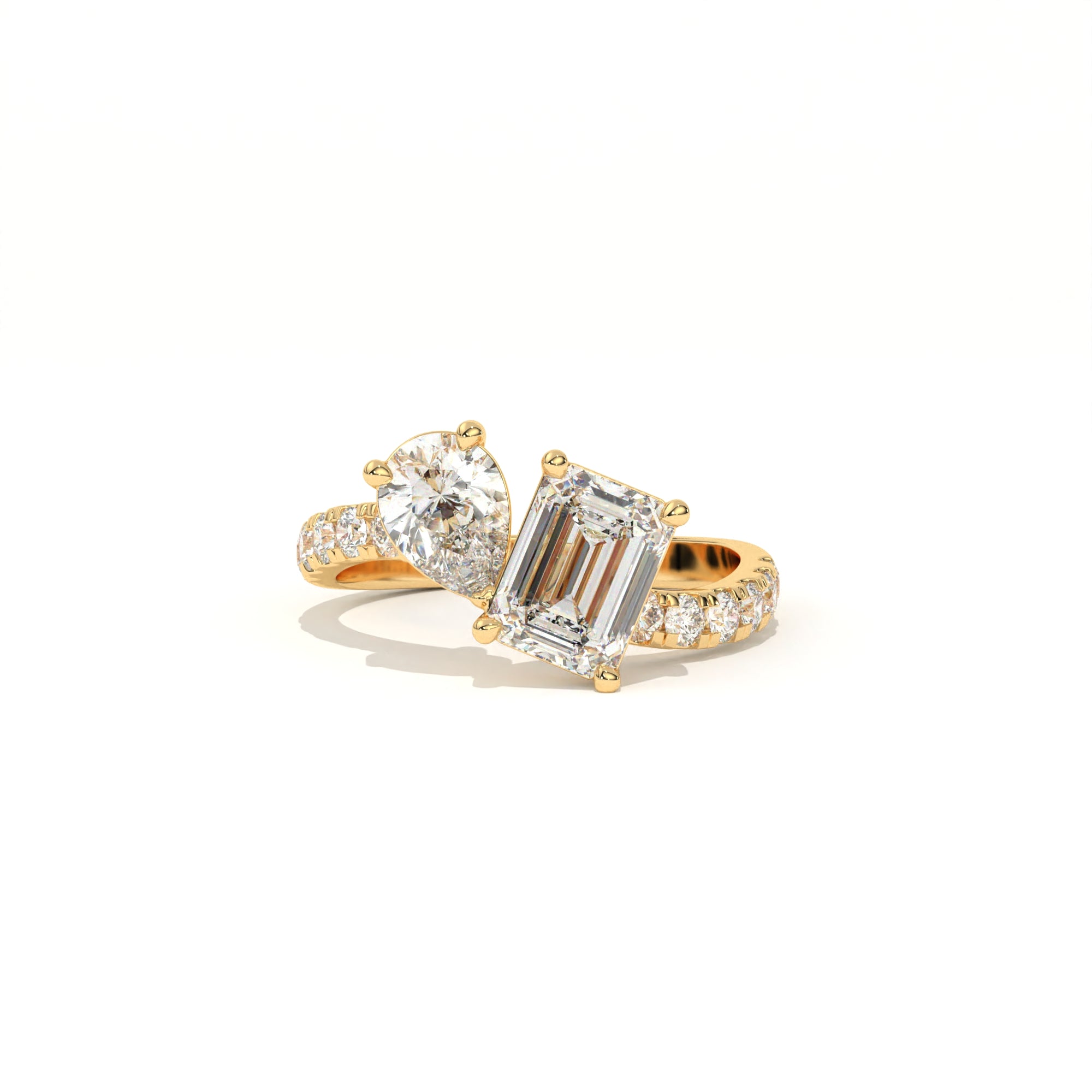 Aarinya Pear & Emerald-Cut Lab-Grown Diamond Toi et Moi Ring, The Vantage Silhouette Dual-Aura Bypass Statement Ring