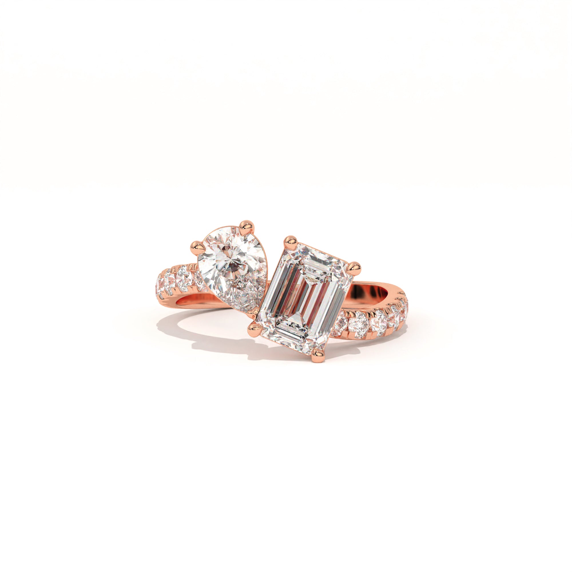 Aarinya Pear & Emerald-Cut Lab-Grown Diamond Toi et Moi Ring, The Vantage Silhouette Dual-Aura Bypass Statement Ring
