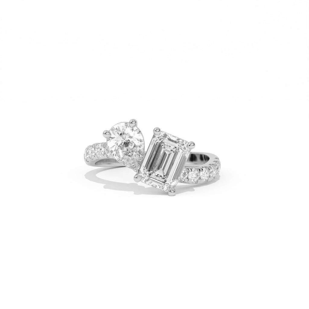 Aarinya Pear & Emerald-Cut Lab-Grown Diamond Toi et Moi Ring, The Vantage Silhouette Dual-Aura Bypass Statement Ring