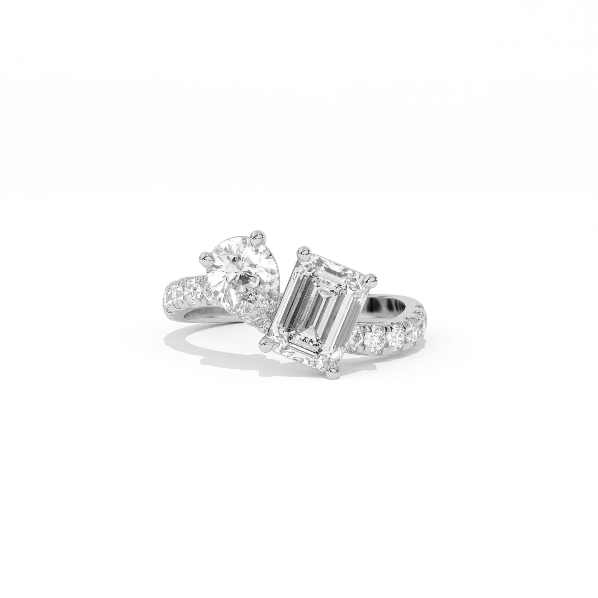 Aarinya Pear & Emerald-Cut Lab-Grown Diamond Toi et Moi Ring, The Vantage Silhouette Dual-Aura Bypass Statement Ring