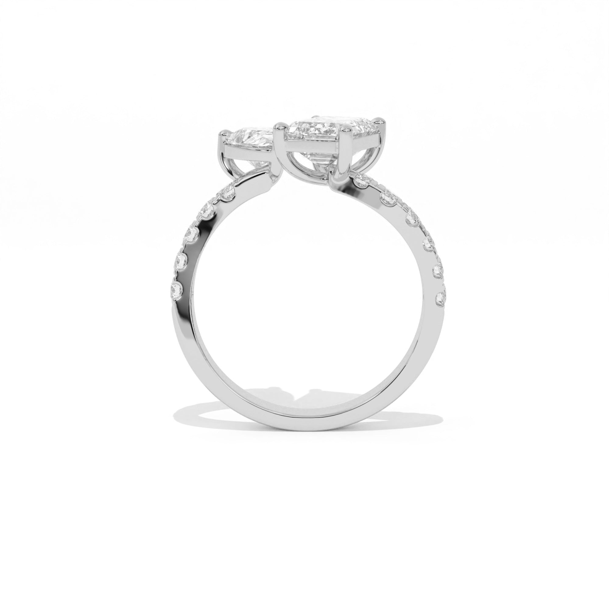 Aarinya Pear & Emerald-Cut Lab-Grown Diamond Toi et Moi Ring, The Vantage Silhouette Dual-Aura Bypass Statement Ring