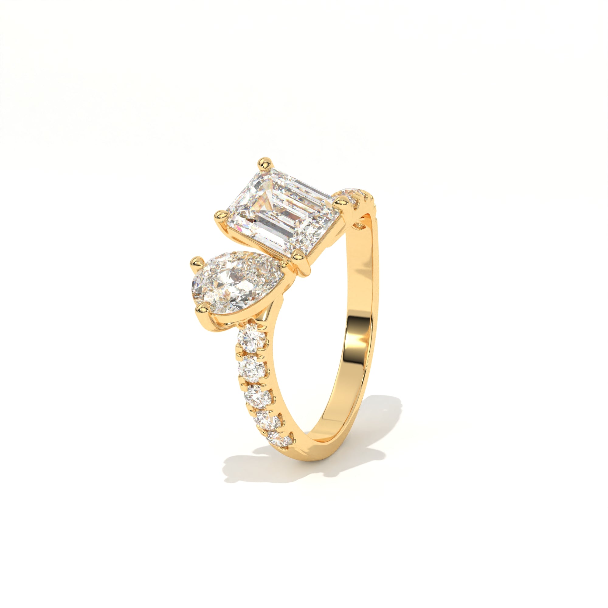 Aarinya Pear & Emerald-Cut Lab-Grown Diamond Toi et Moi Ring, The Vantage Silhouette Dual-Aura Bypass Statement Ring