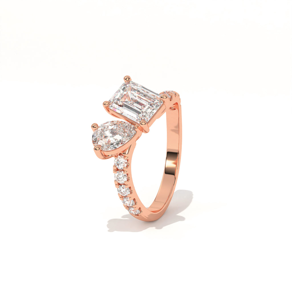 Aarinya Pear & Emerald-Cut Lab-Grown Diamond Toi et Moi Ring, The Vantage Silhouette Dual-Aura Bypass Statement Ring