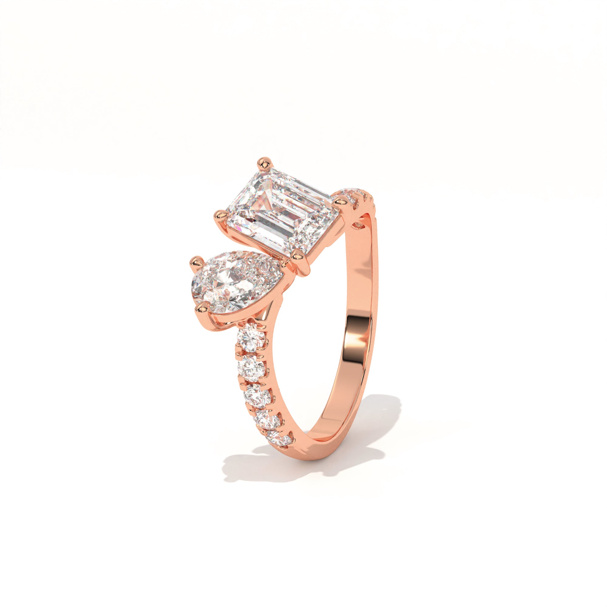 Aarinya Pear & Emerald-Cut Lab-Grown Diamond Toi et Moi Ring, The Vantage Silhouette Dual-Aura Bypass Statement Ring