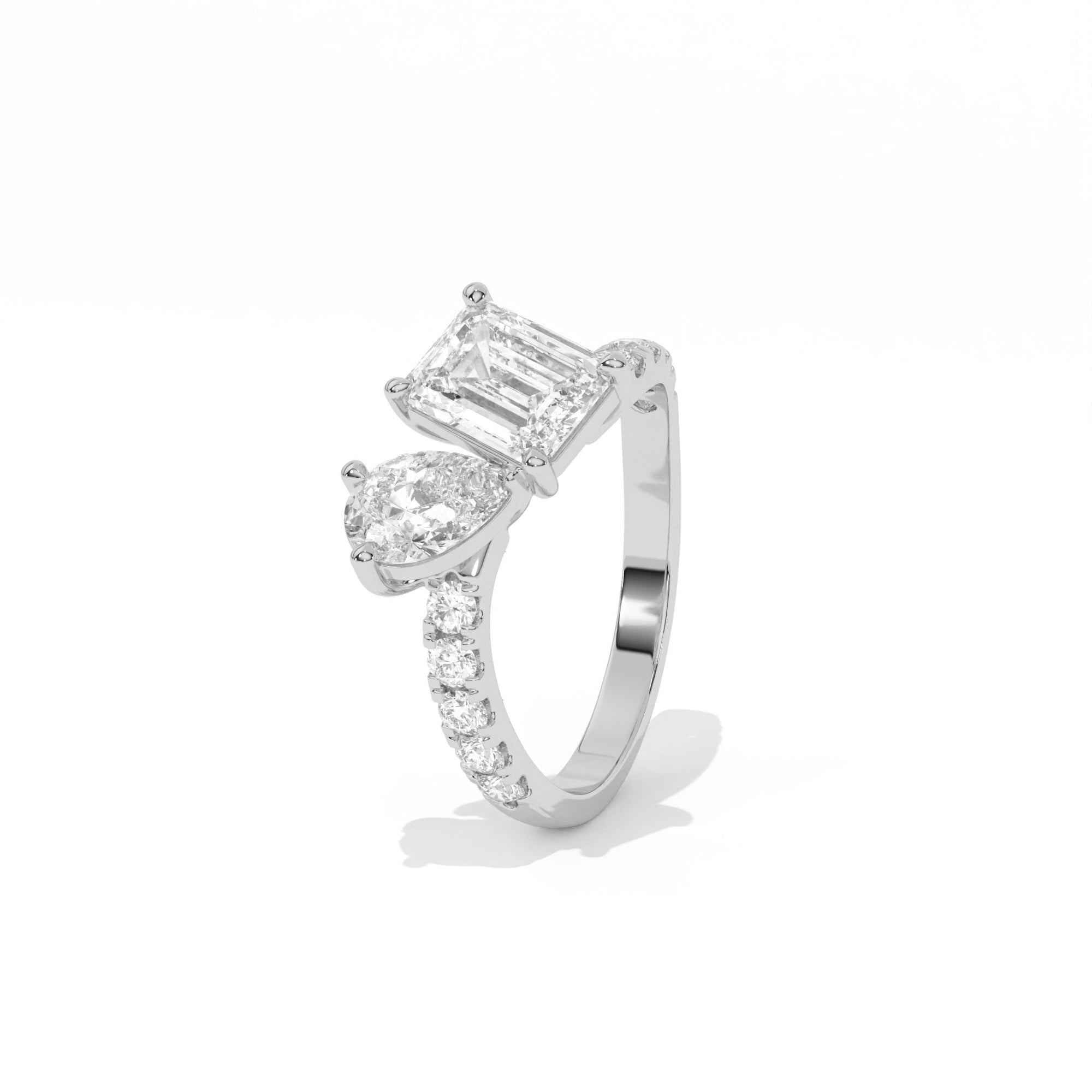 Aarinya Pear & Emerald-Cut Lab-Grown Diamond Toi et Moi Ring, The Vantage Silhouette Dual-Aura Bypass Statement Ring