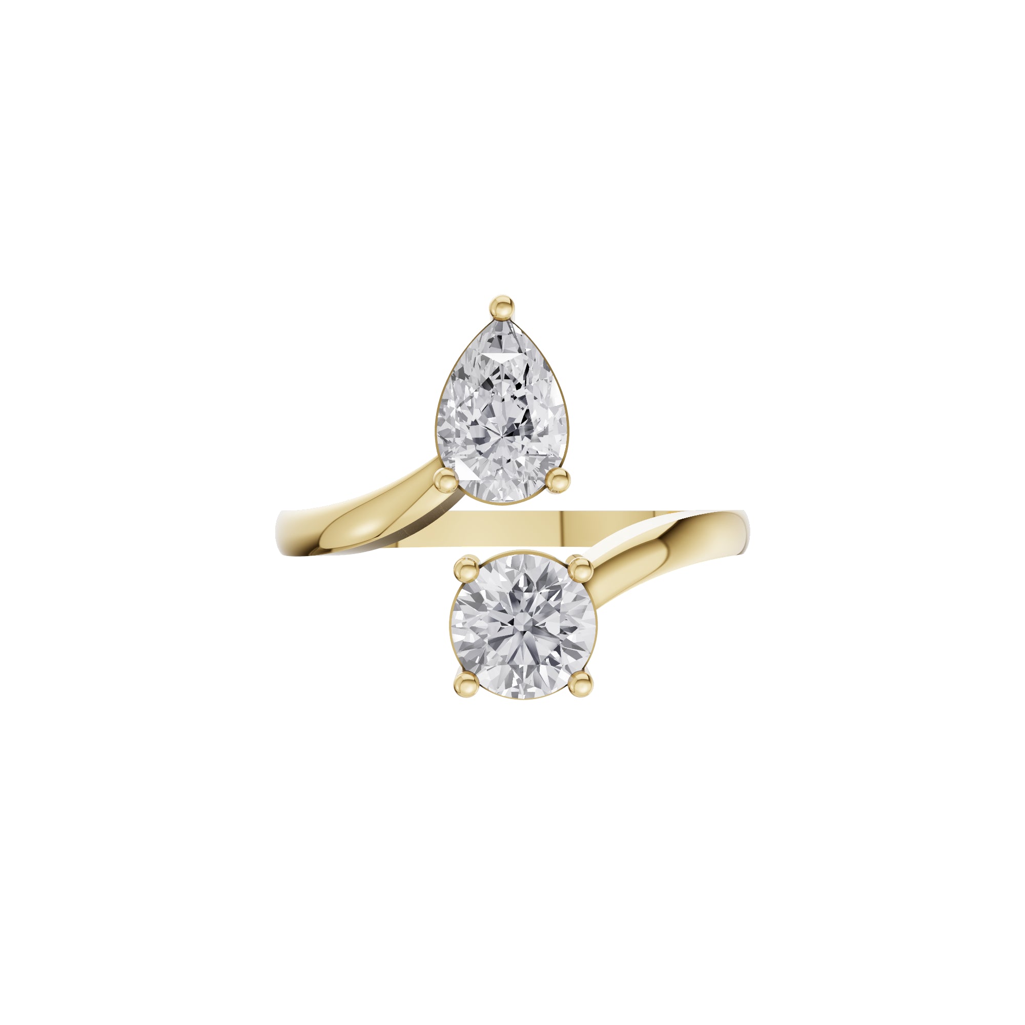 Aarinya Duo-Stone Pear and Round Diamond Toi et Moi Ring, The Duo Pear & Round Toi et Moi Ring