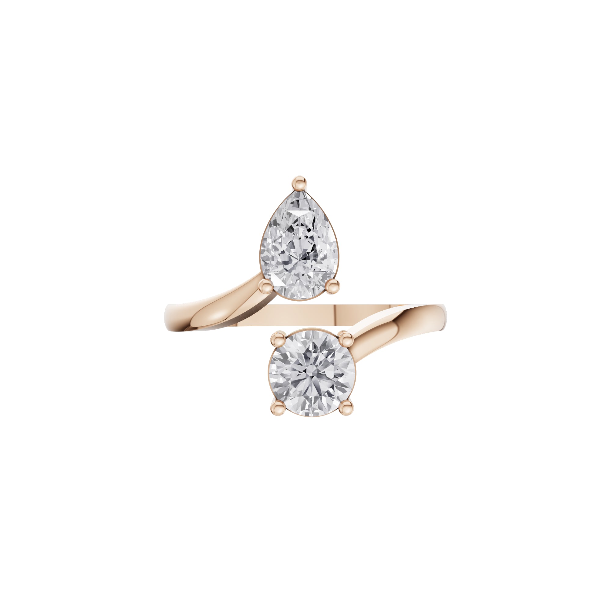 Aarinya Duo-Stone Pear and Round Diamond Toi et Moi Ring, The Duo Pear & Round Toi et Moi Ring