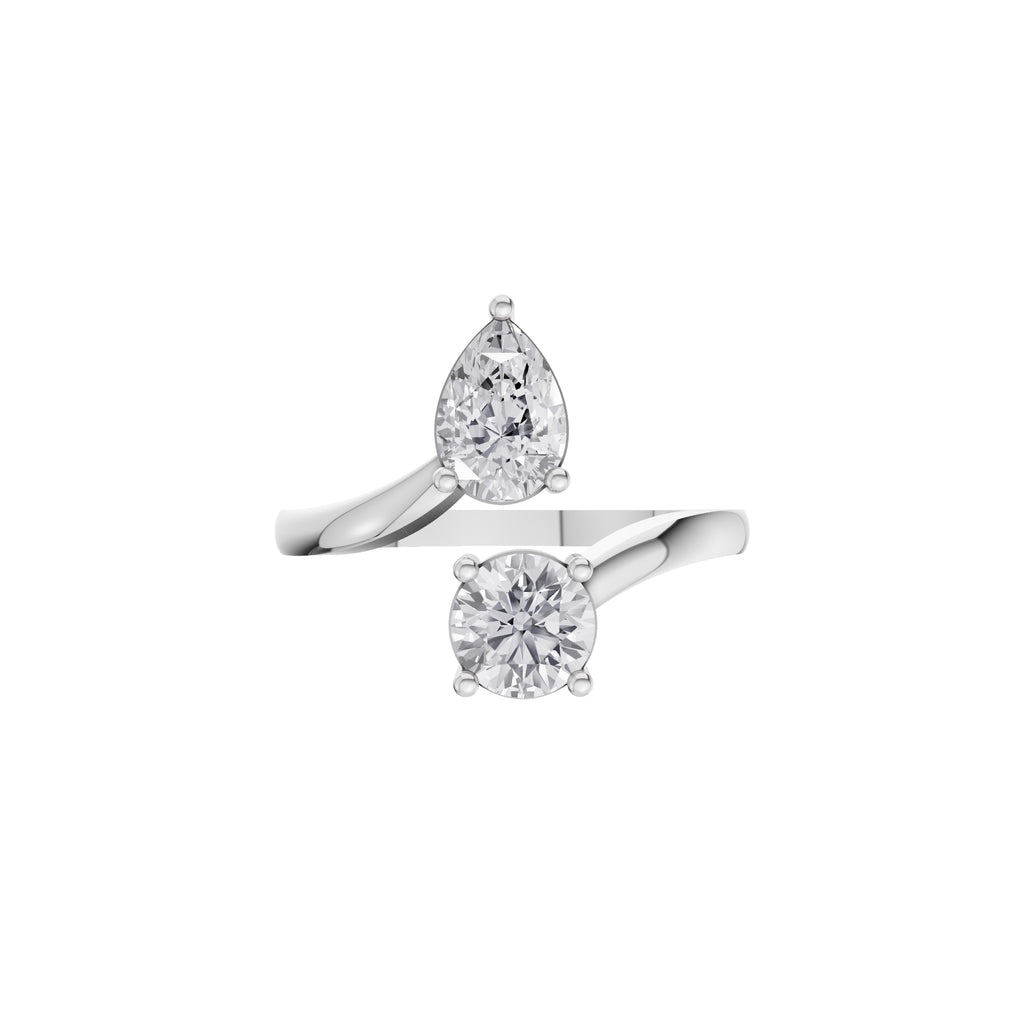 Aarinya Duo-Stone Pear and Round Diamond Toi et Moi Ring, The Duo Pear & Round Toi et Moi Ring