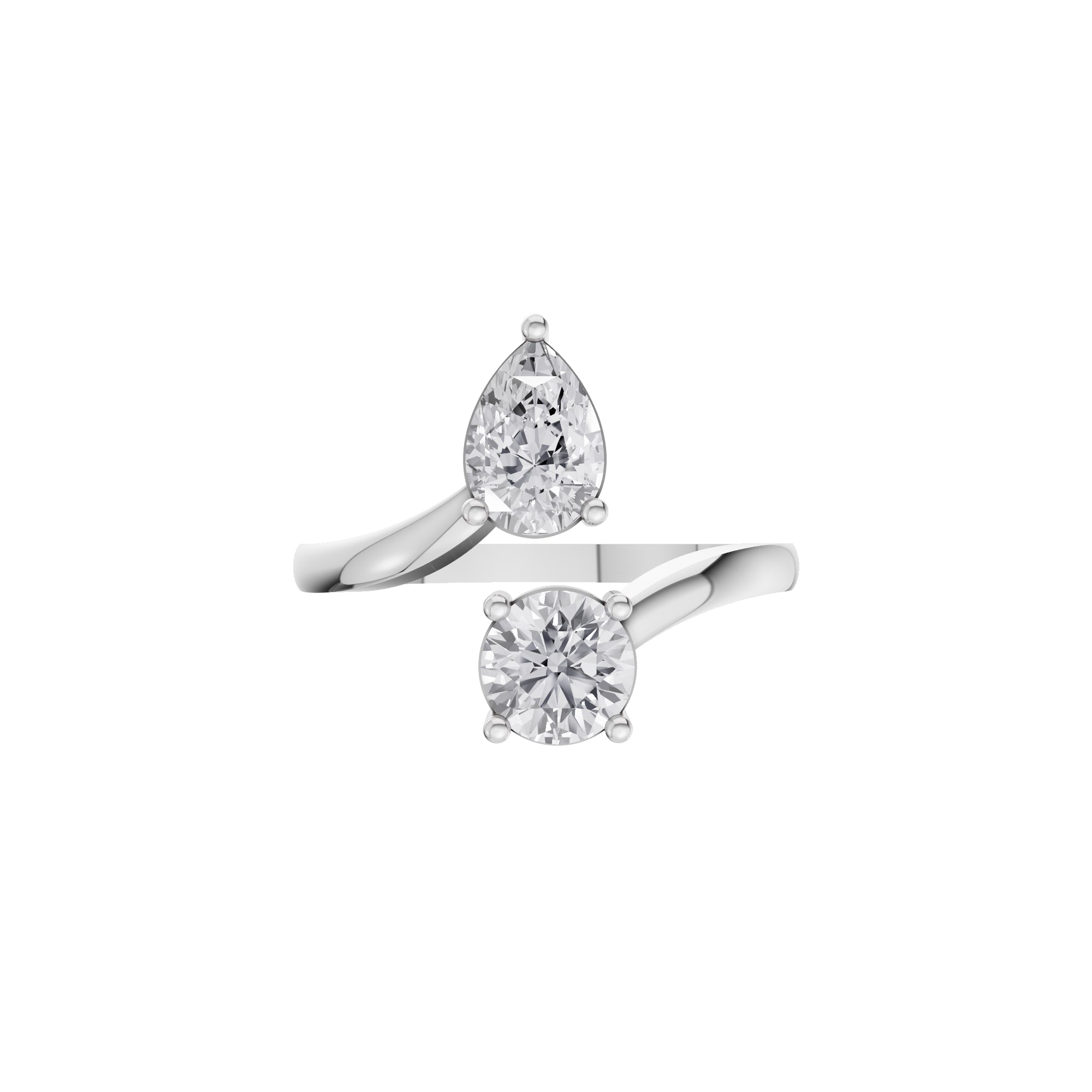 Aarinya Duo-Stone Pear and Round Diamond Toi et Moi Ring, The Duo Pear & Round Toi et Moi Ring