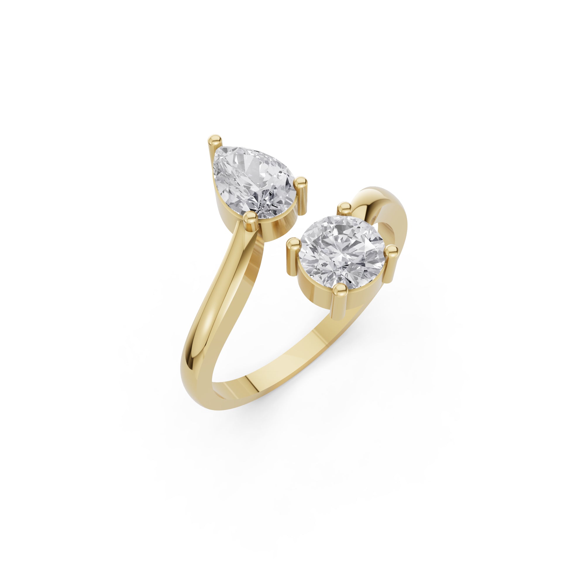 Aarinya Duo-Stone Pear and Round Diamond Toi et Moi Ring, The Duo Pear & Round Toi et Moi Ring