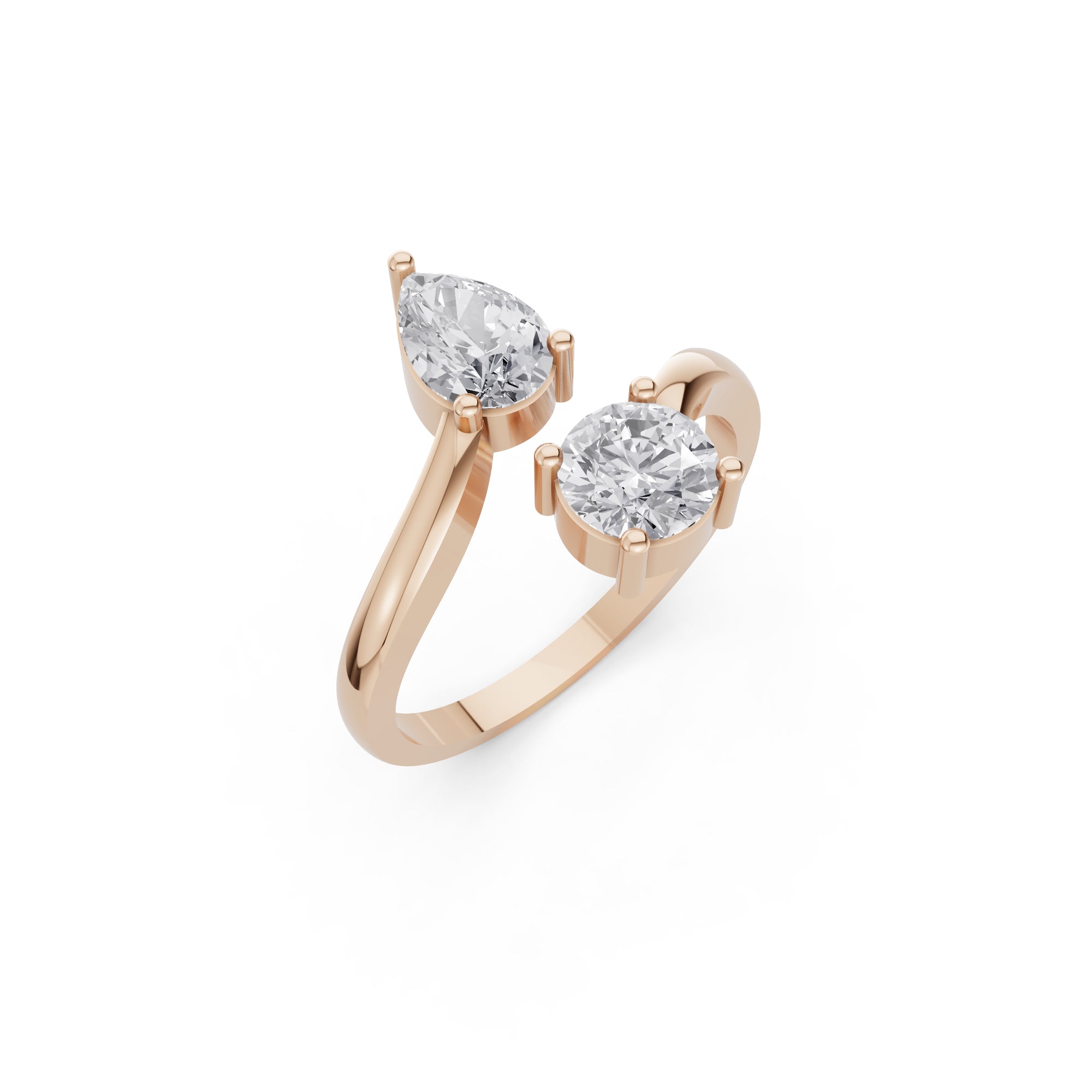 Aarinya Duo-Stone Pear and Round Diamond Toi et Moi Ring, The Duo Pear & Round Toi et Moi Ring