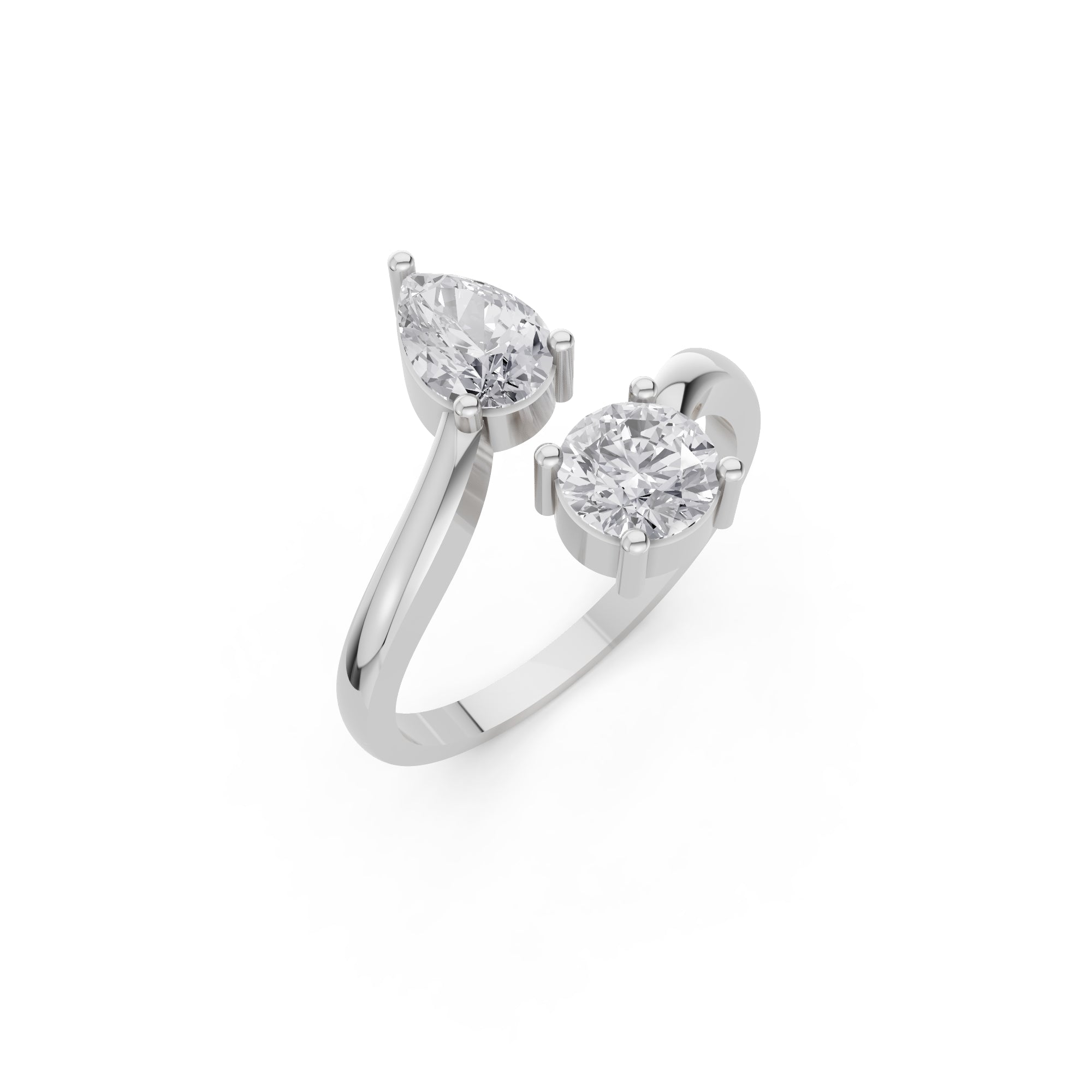 Aarinya Duo-Stone Pear and Round Diamond Toi et Moi Ring, The Duo Pear & Round Toi et Moi Ring