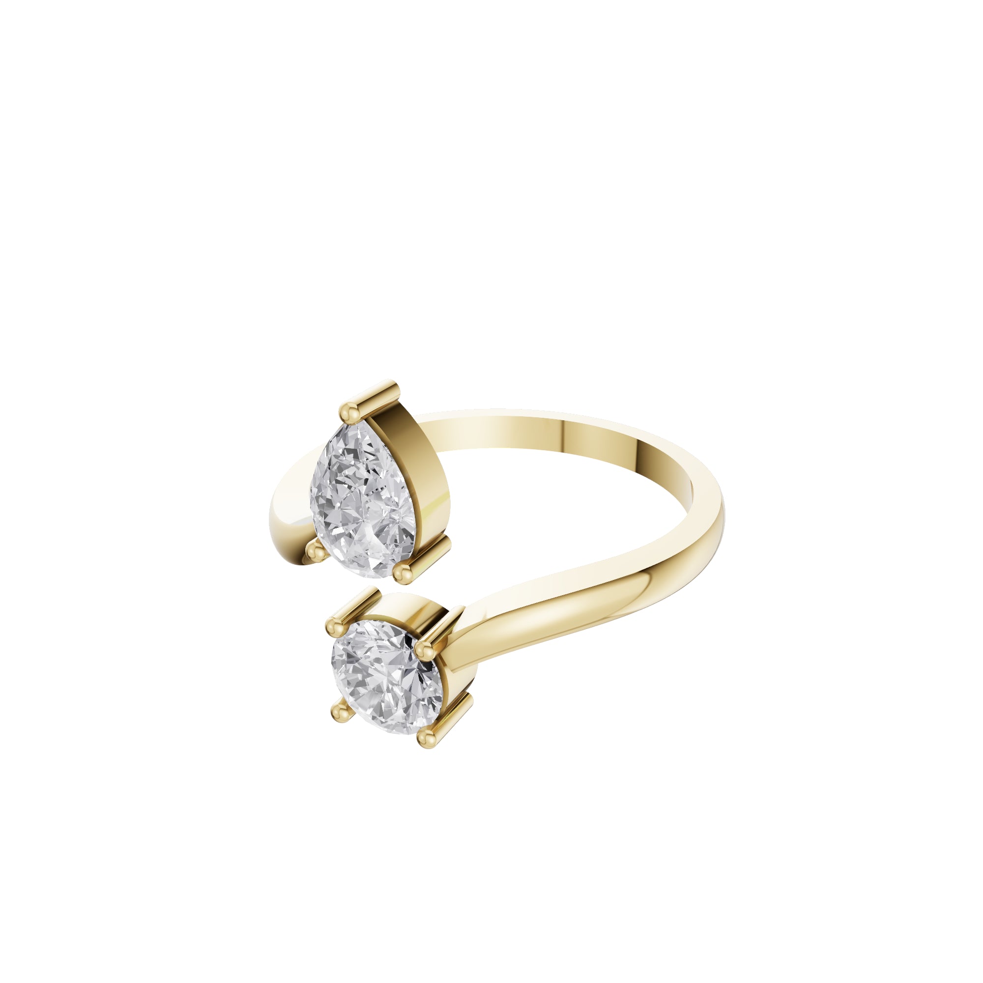 Aarinya Duo-Stone Pear and Round Diamond Toi et Moi Ring, The Duo Pear & Round Toi et Moi Ring