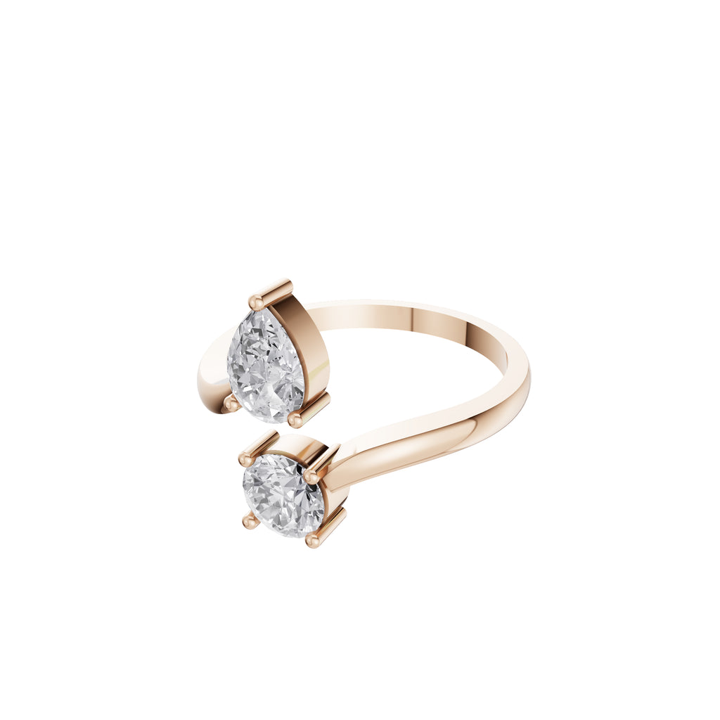 Aarinya Duo-Stone Pear and Round Diamond Toi et Moi Ring, The Duo Pear & Round Toi et Moi Ring