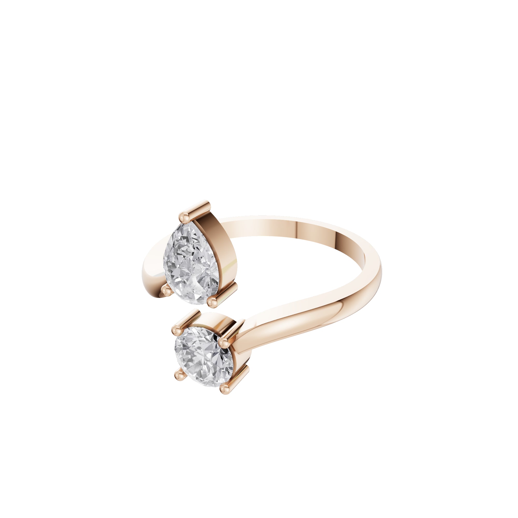 Aarinya Duo-Stone Pear and Round Diamond Toi et Moi Ring, The Duo Pear & Round Toi et Moi Ring