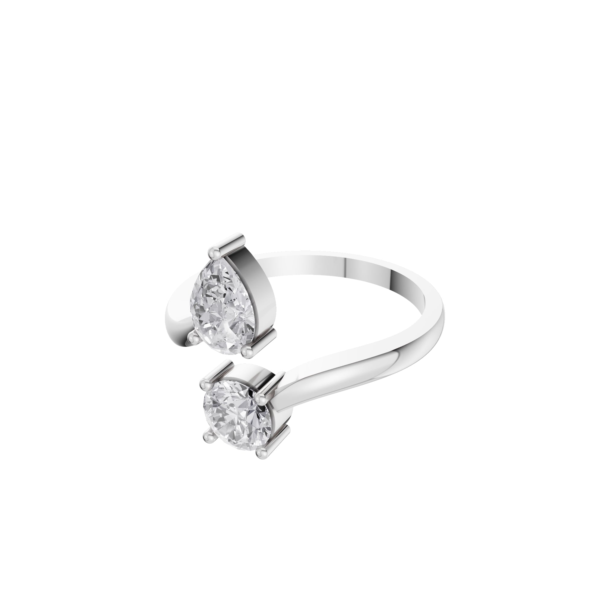 Aarinya Duo-Stone Pear and Round Diamond Toi et Moi Ring, The Duo Pear & Round Toi et Moi Ring