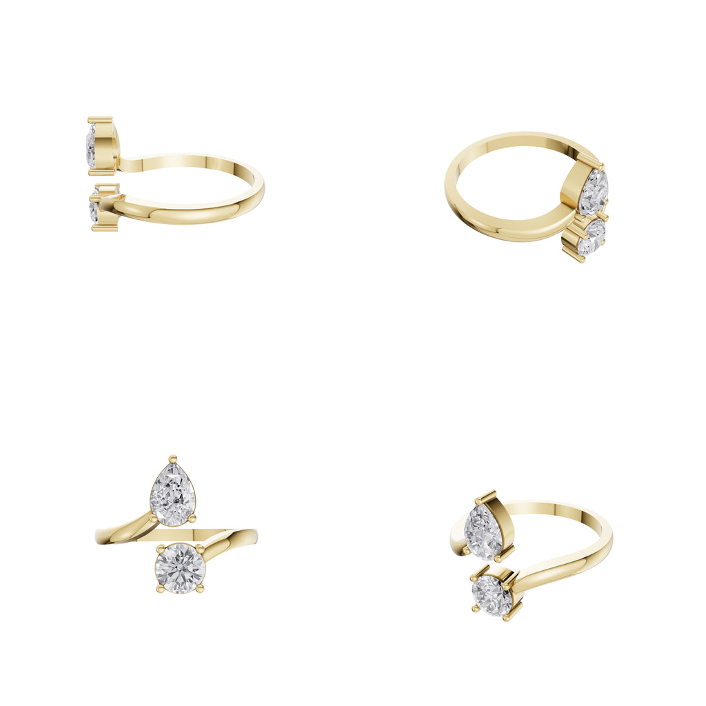Aarinya Duo-Stone Pear and Round Diamond Toi et Moi Ring, The Duo Pear & Round Toi et Moi Ring