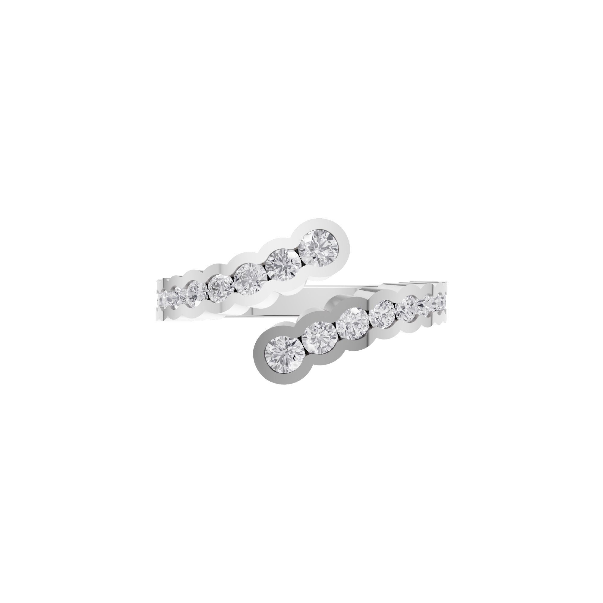 Aarinya Open-Wrap Scalloped Diamond Toi et Moi Ring, The Solstice Continuum Floating Diamond Ring