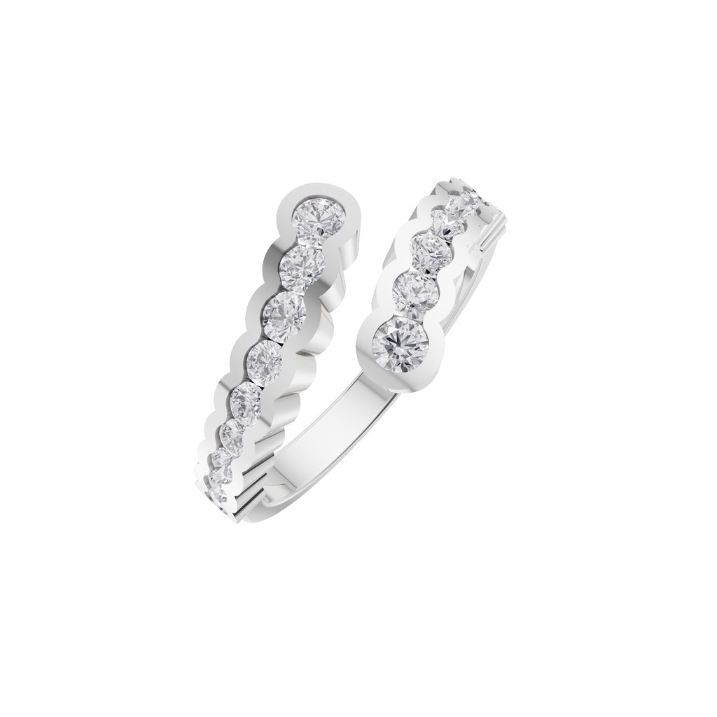 Aarinya Open-Wrap Scalloped Diamond Toi et Moi Ring, The Solstice Continuum Floating Diamond Ring