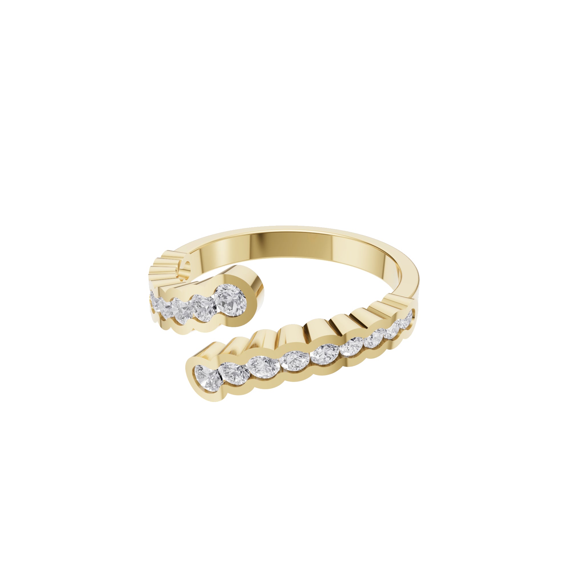 Aarinya Open-Wrap Scalloped Diamond Toi et Moi Ring, The Solstice Continuum Floating Diamond Ring
