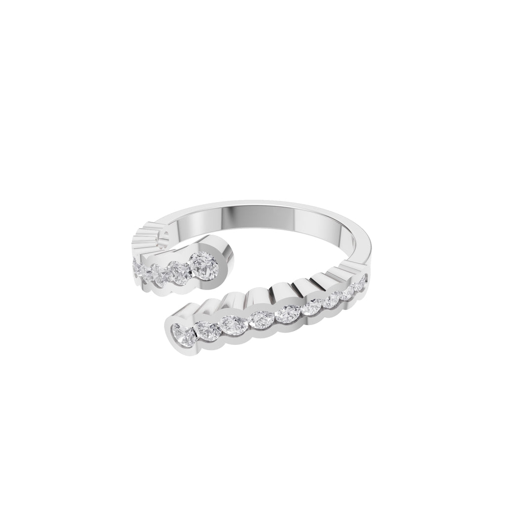 Aarinya Open-Wrap Scalloped Diamond Toi et Moi Ring, The Solstice Continuum Floating Diamond Ring