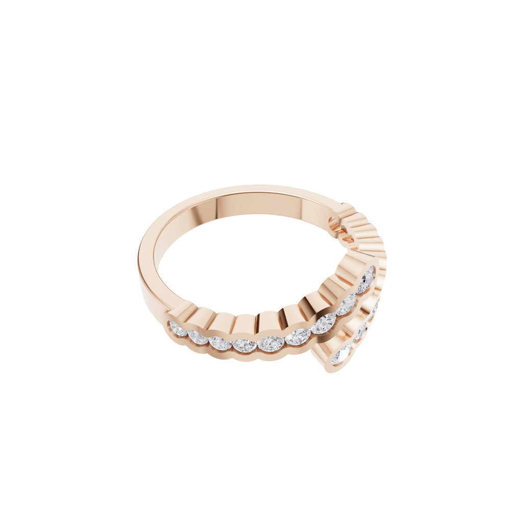 Aarinya Open-Wrap Scalloped Diamond Toi et Moi Ring, The Solstice Continuum Floating Diamond Ring