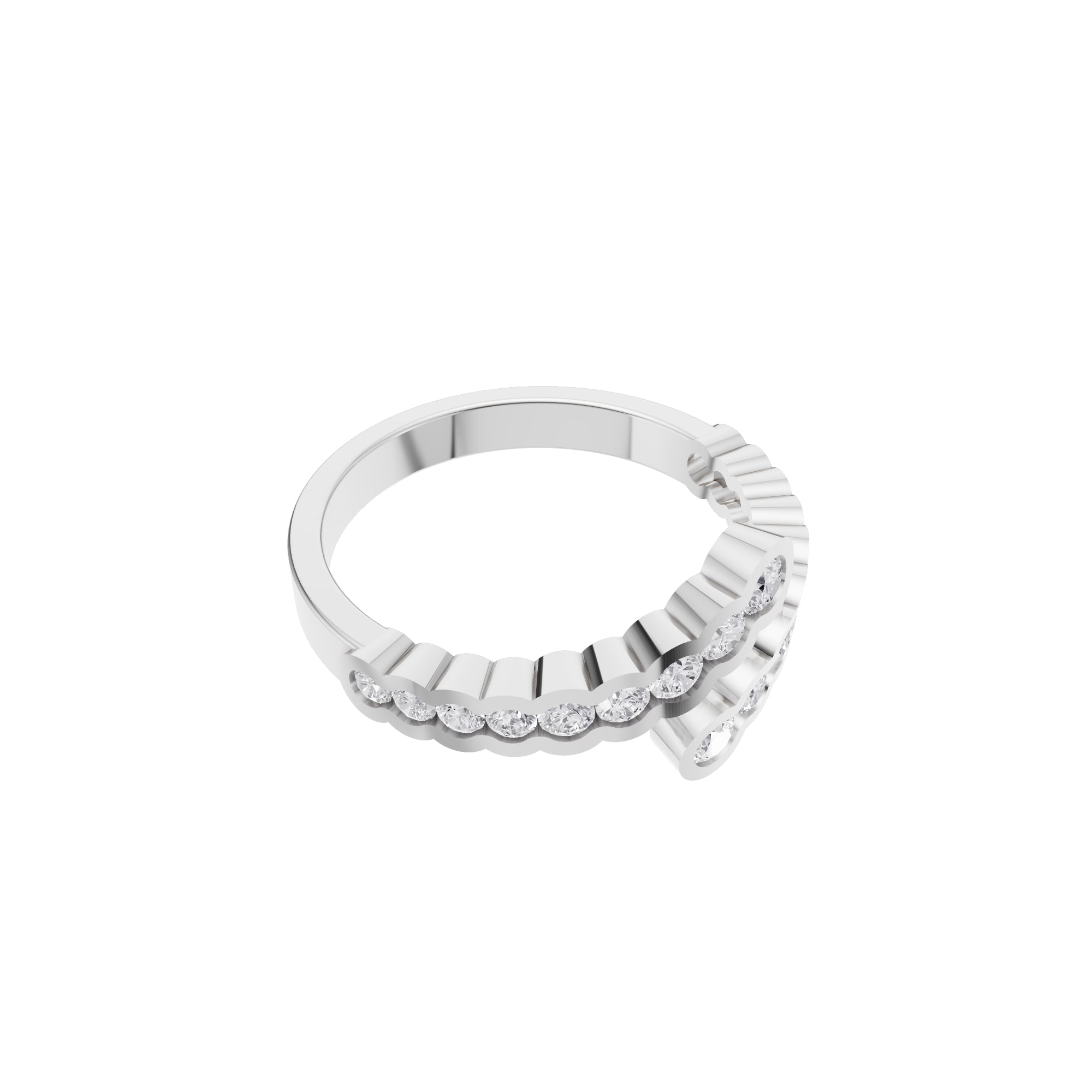 Aarinya Open-Wrap Scalloped Diamond Toi et Moi Ring, The Solstice Continuum Floating Diamond Band