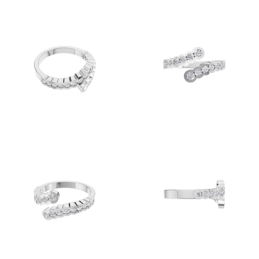 Aarinya Open-Wrap Scalloped Diamond Toi et Moi Ring, The Solstice Continuum Floating Diamond Ring
