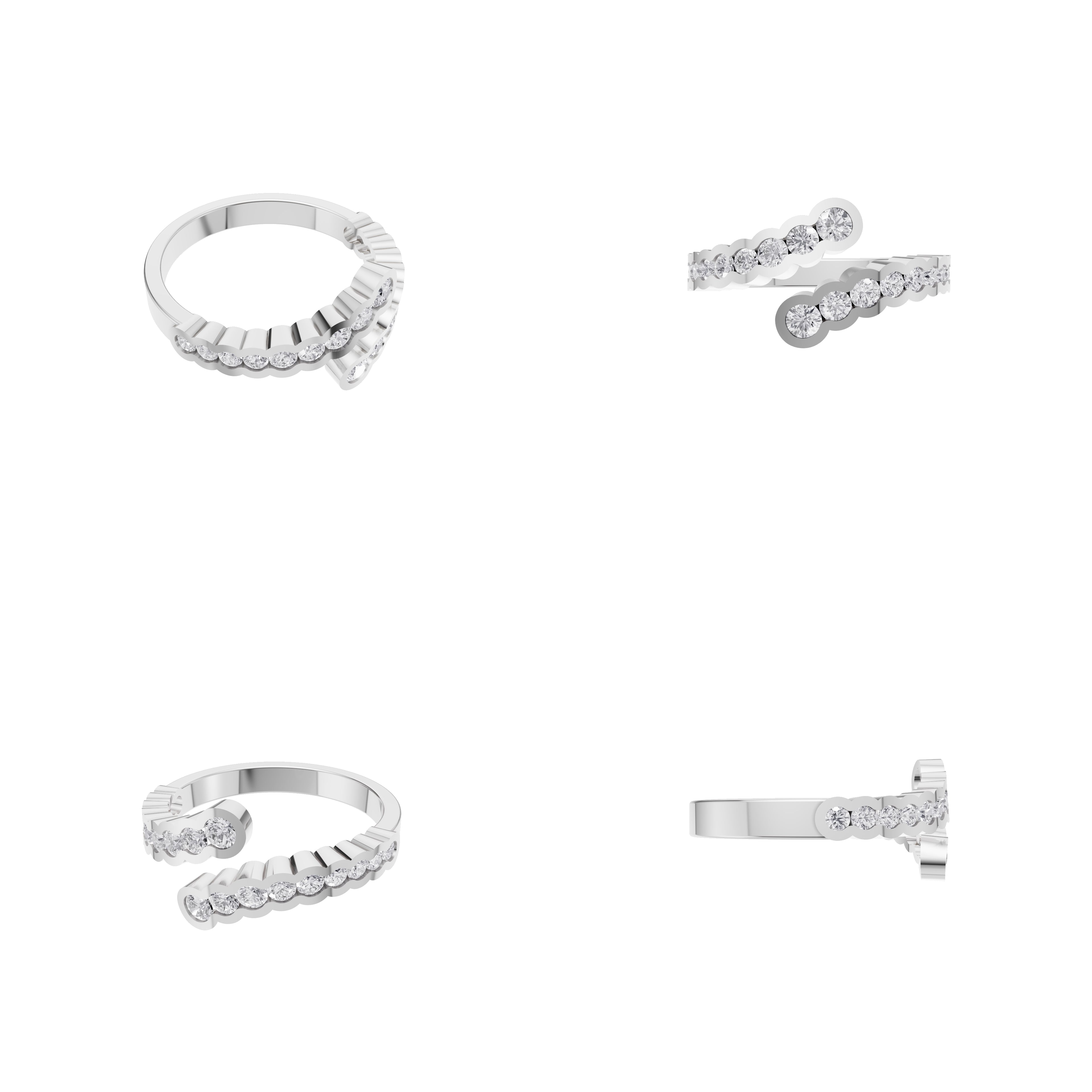 Aarinya Open-Wrap Scalloped Diamond Toi et Moi Ring, The Solstice Continuum Floating Diamond Ring
