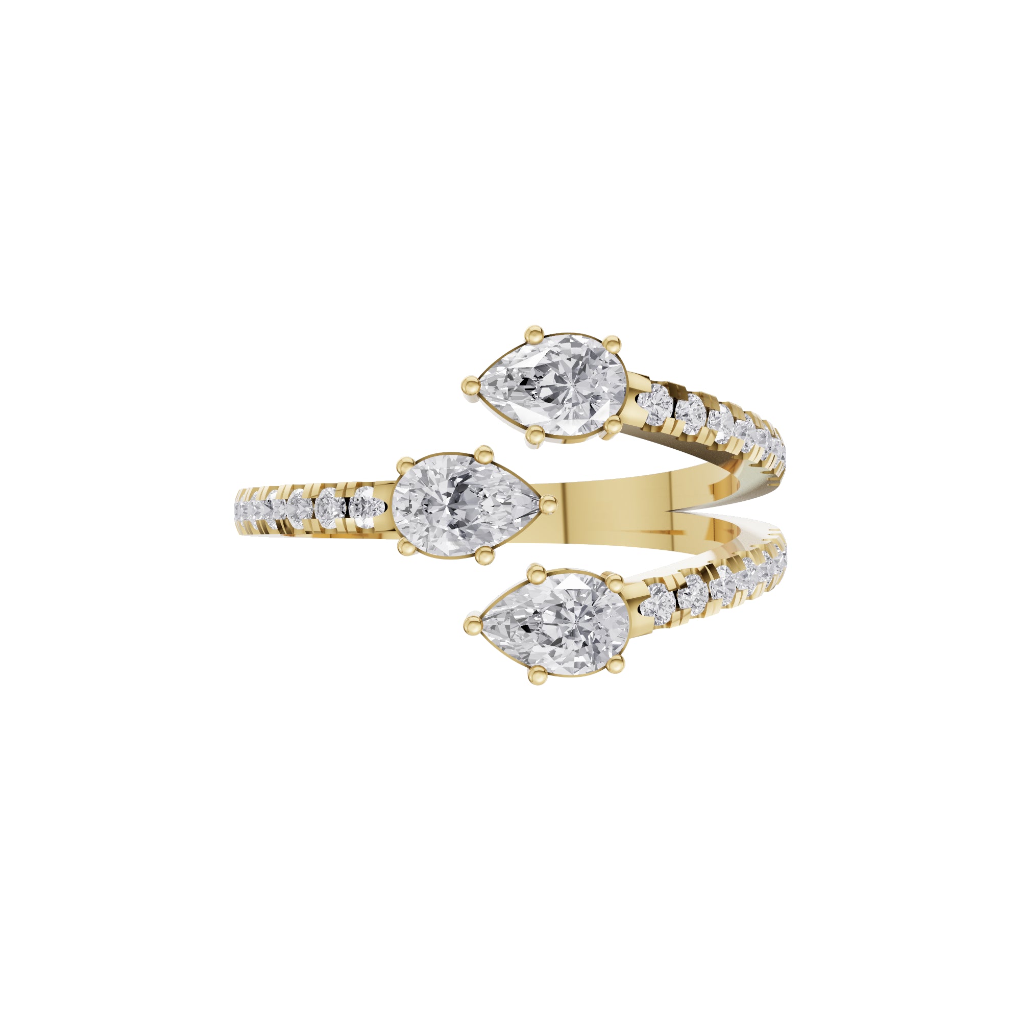 Aarinya Spiral Trio Pear Diamond Statement Ring