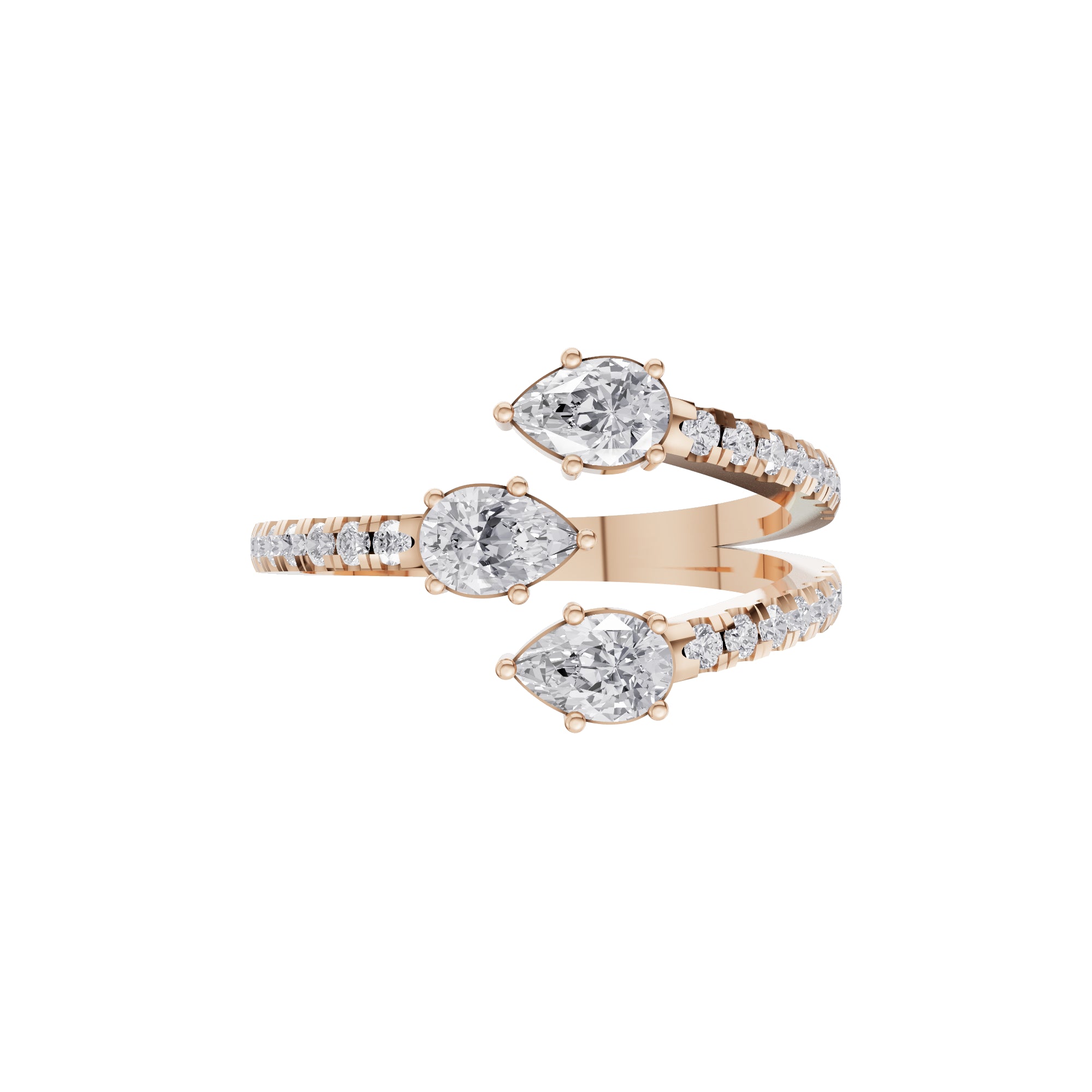 Aarinya Spiral Trio Pear Diamond Statement Ring