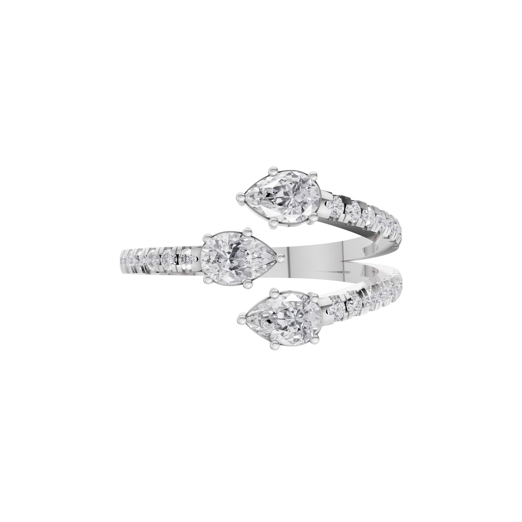 Aarinya Spiral Trio Pear Diamond Statement Ring