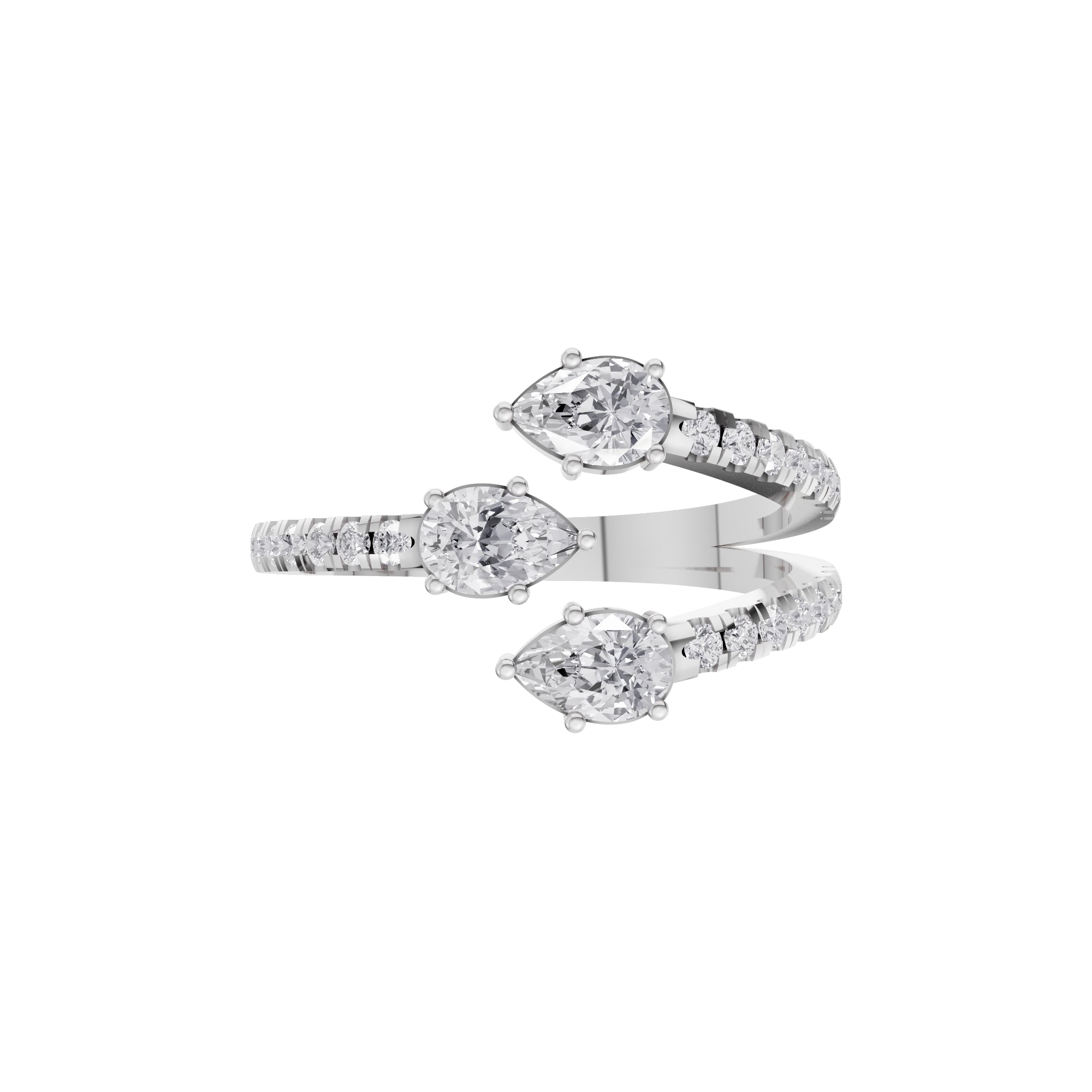 Aarinya Spiral Trio Pear Diamond Statement Ring