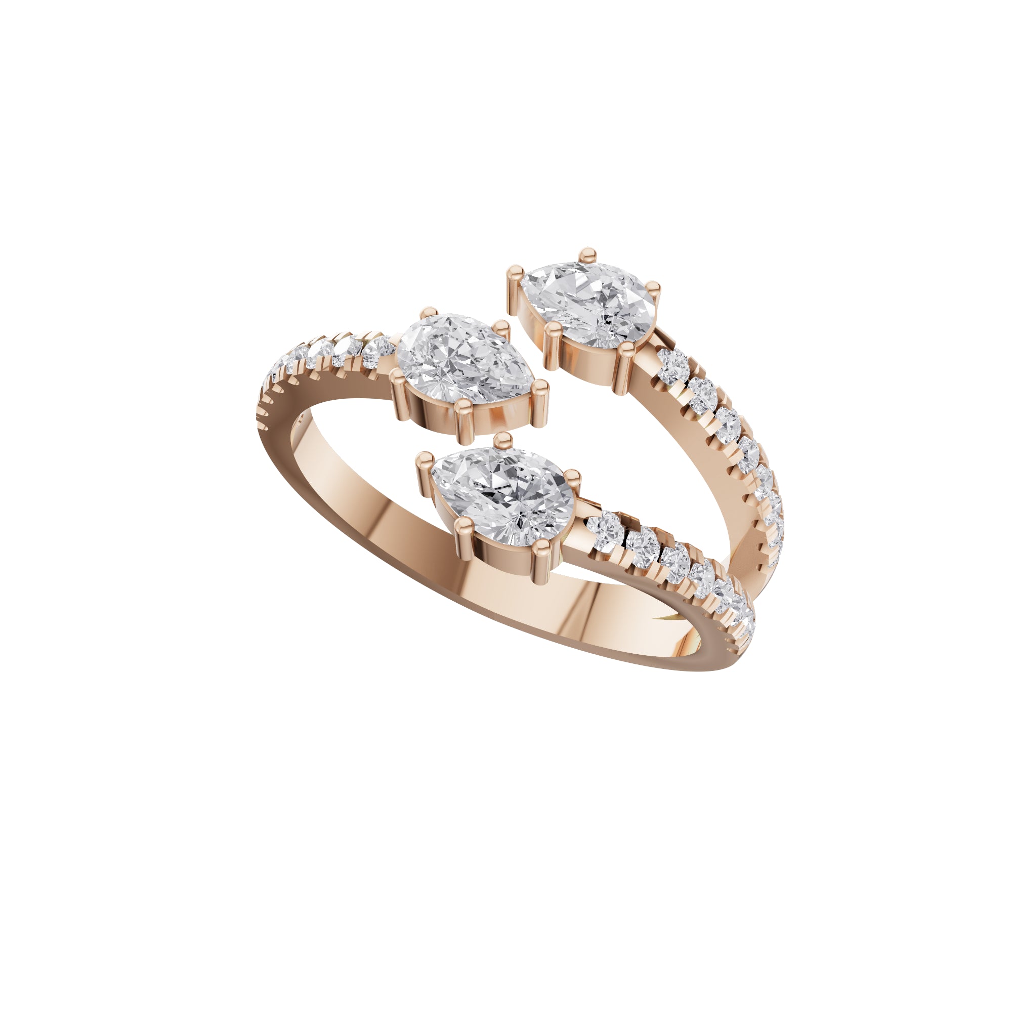 Aarinya Spiral Trio Pear Diamond Statement Ring