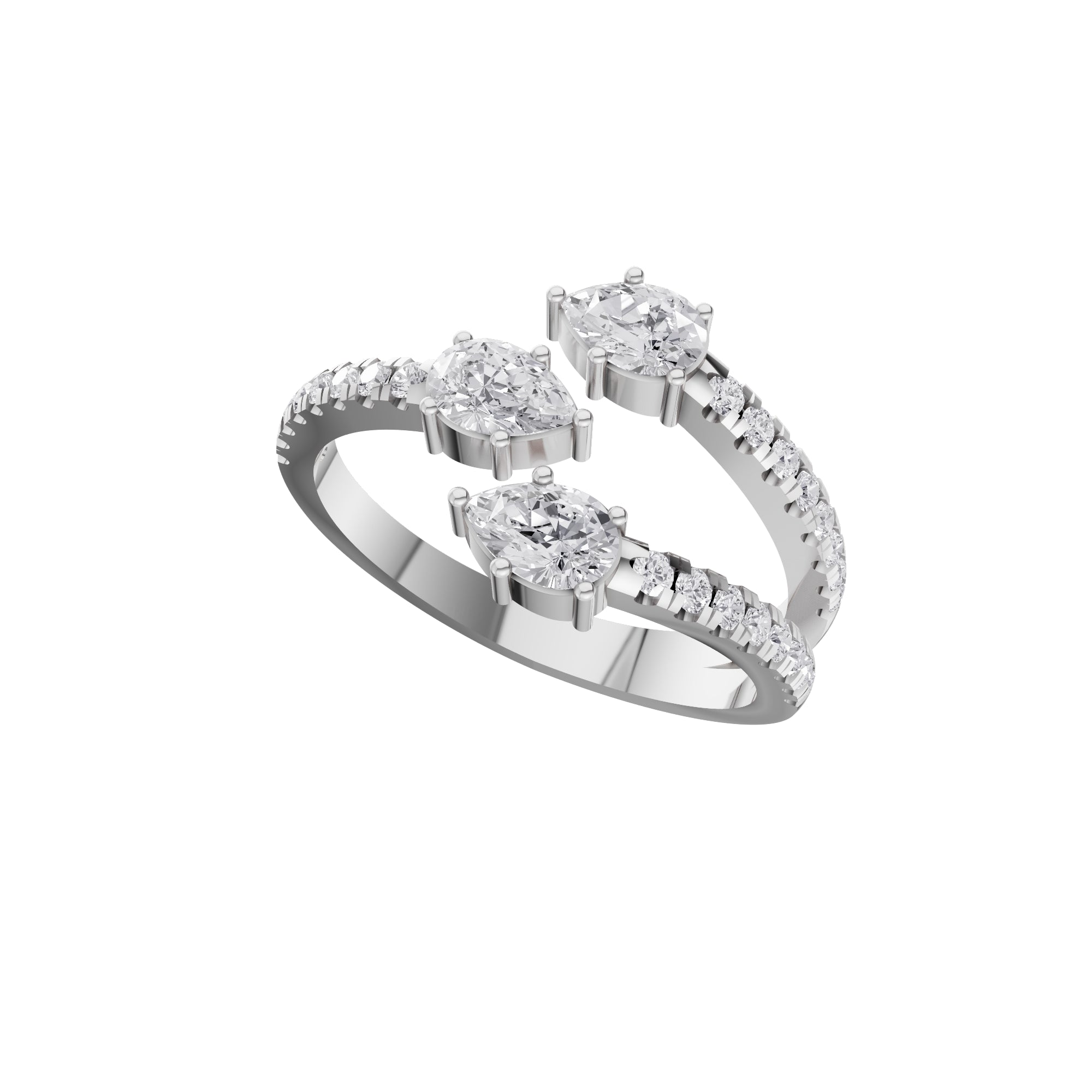 Aarinya Spiral Trio Pear Diamond Statement Ring