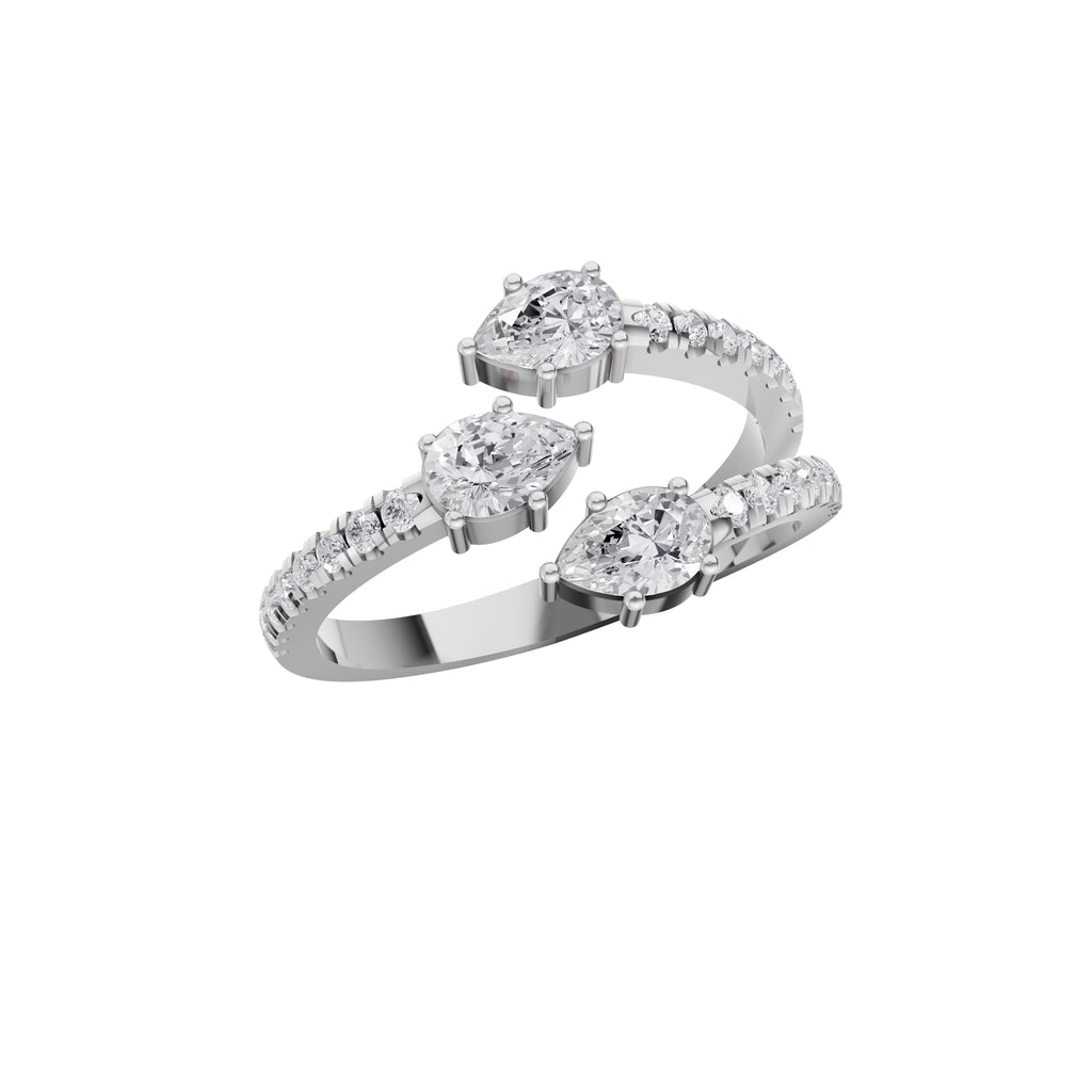 Aarinya Spiral Trio Pear Diamond Statement Ring