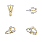 Aarinya Spiral Trio Pear Diamond Statement Ring