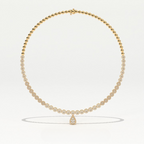 Aarinya Diamond Halo Tennis Necklace with Pear Pendant Drop