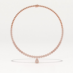 Aarinya Diamond Halo Tennis Necklace with Pear Pendant Drop