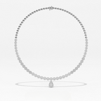 Aarinya Diamond Halo Tennis Necklace with Pear Pendant Drop