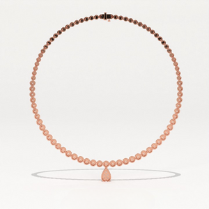 Aarinya Diamond Halo Tennis Necklace with Pear Pendant Drop