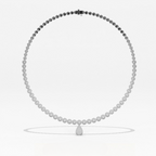 Aarinya Diamond Halo Tennis Necklace with Pear Pendant Drop