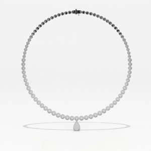 Aarinya Diamond Halo Tennis Necklace with Pear Pendant Drop