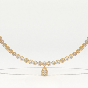 Aarinya Diamond Halo Tennis Necklace with Pear Pendant Drop