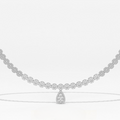 Aarinya Diamond Halo Tennis Necklace with Pear Pendant Drop
