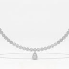 Aarinya Diamond Halo Tennis Necklace with Pear Pendant Drop