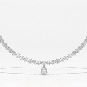 Aarinya Diamond Halo Tennis Necklace with Pear Pendant Drop