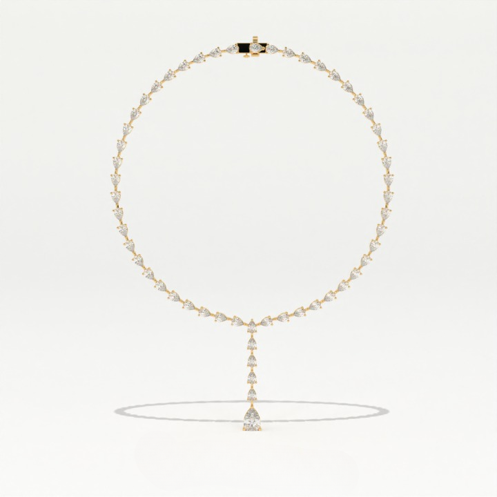 Aarinya Pear-Cut Lab-Grown Diamond Y-Drop Tennis Necklace, The Centurion Cascade Teardrop Lariat Necklace