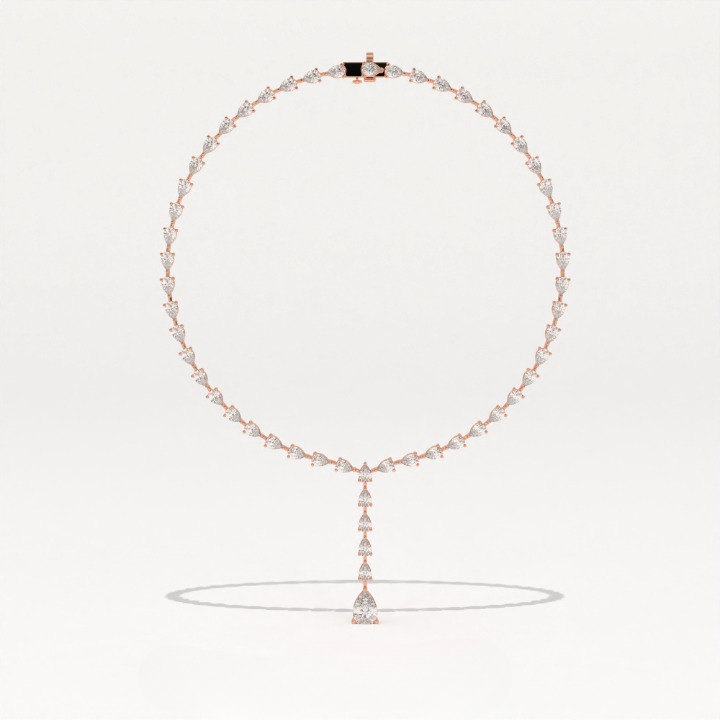 Aarinya Pear-Cut Lab-Grown Diamond Y-Drop Tennis Necklace, The Centurion Cascade Teardrop Lariat Necklace