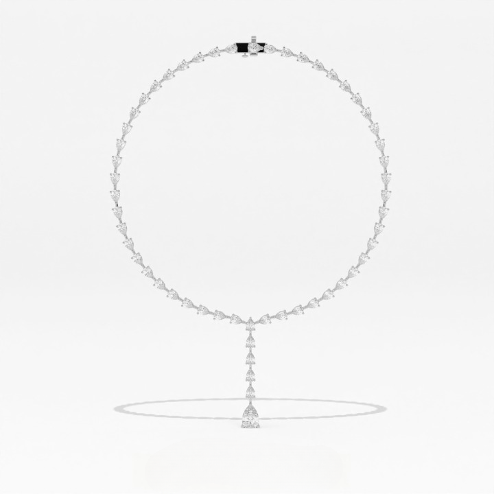 Aarinya Pear-Cut Lab-Grown Diamond Y-Drop Tennis Necklace, The Centurion Cascade Teardrop Lariat Necklace